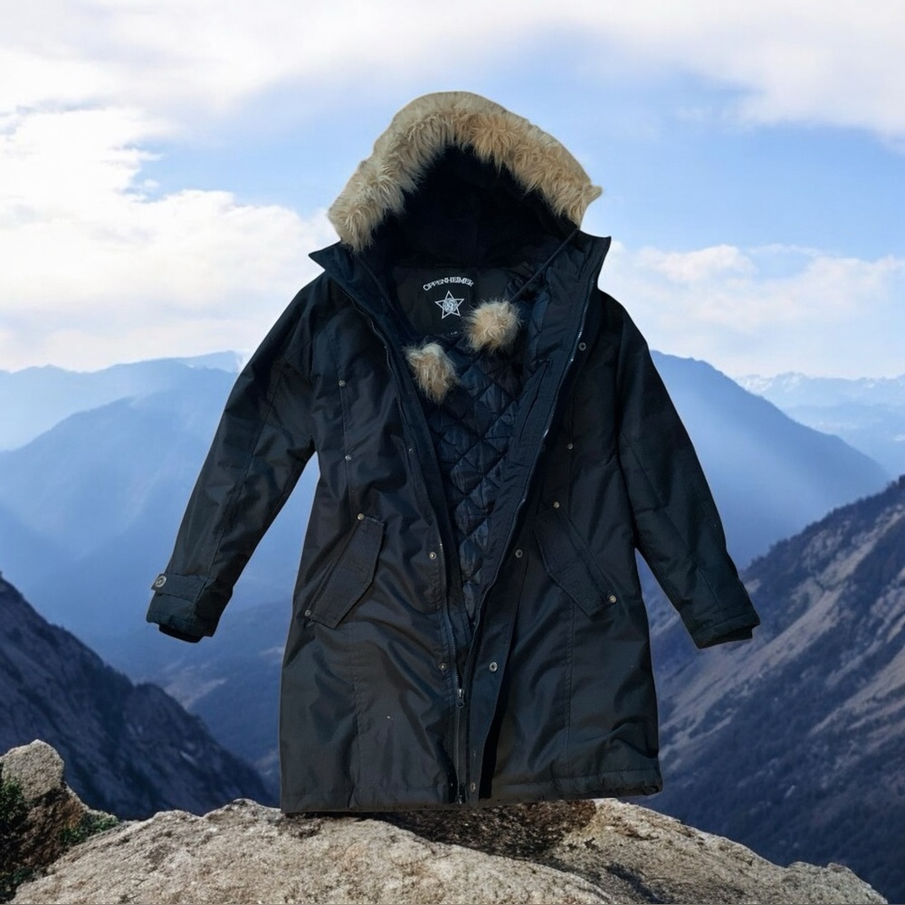 OPPENHEIMER Hooded Women Black  Winter Parka Long Jacket Size Large
